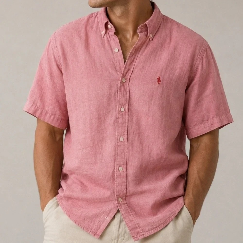 Ralph Lauren Golf Men's Red Tilden Oxford Button Down Shirt Short Sleeve Size XL